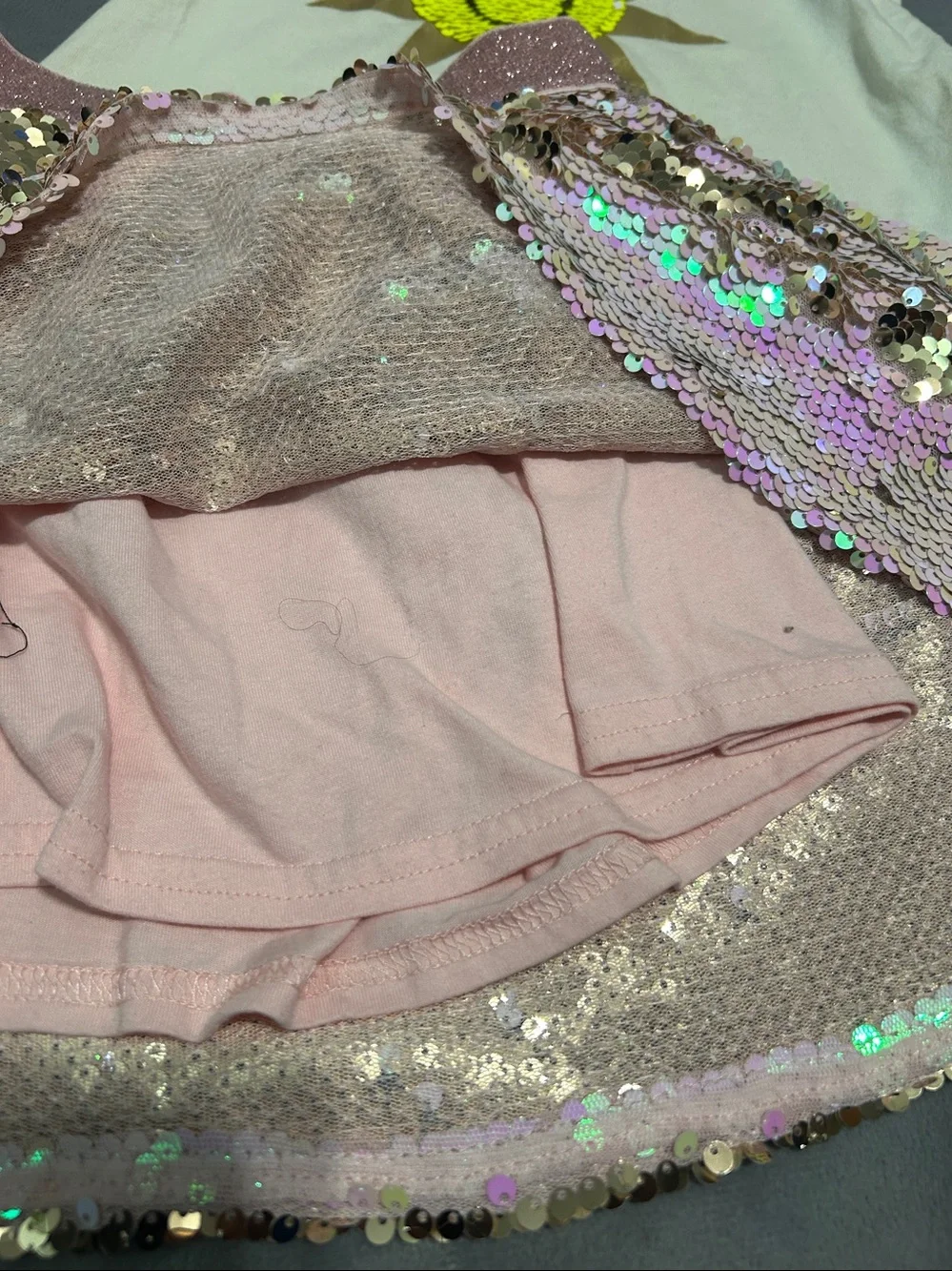 Girls Iridescent Pink Sequin Skirt & Cream Sun Tank Set